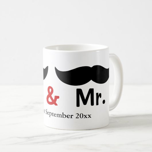Mustache氏とMustache氏のゲイ結婚のカスタマイズ コーヒーマグカップ (正面右)