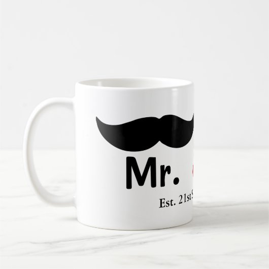 Mustache氏とMustache氏のゲイ結婚のカスタマイズ コーヒーマグカップ (左)