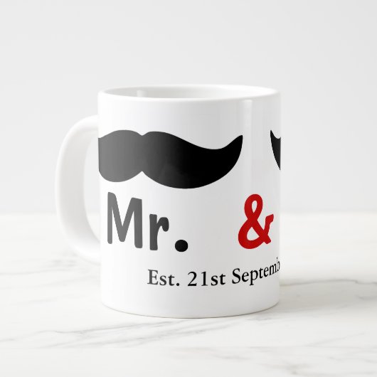 Mustache氏とMustache氏のゲイ結婚のカスタマイズ ジャンボコーヒーマグカップ (正面左)
