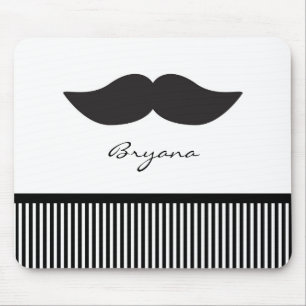 Mustache白黒ストライプのコンピュータマウスパッド マウスパッド