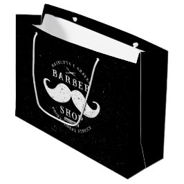 Mustache Barber Shop Barbershop Shopping ラージペーパーバッグ