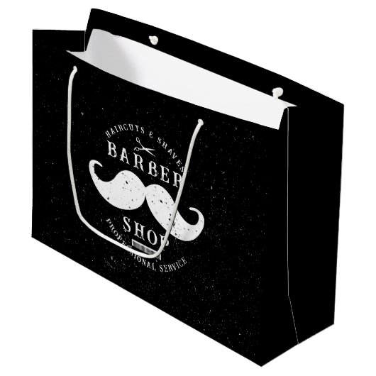 Mustache Barber Shop Barbershop Shopping ラージペーパーバッグ (正面アングル)