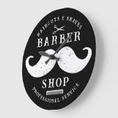 Mustache Barber Shop Modern Hairstylist Barbershop ラージ壁時計 (傾斜)