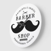 Mustache Barber Shop Modern Hairstylist Barbershop ラージ壁時計 (傾斜)