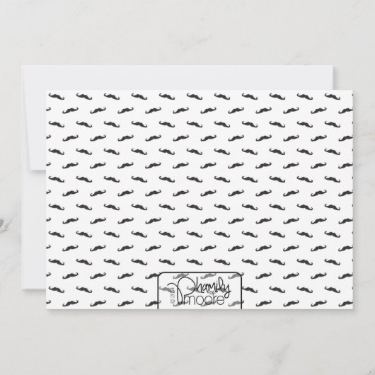 Mustache Bash最初の誕生日招待状 招待状 (裏面)