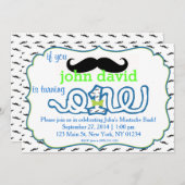 Mustache Bash最初の誕生日招待状 招待状 (正面/裏面)