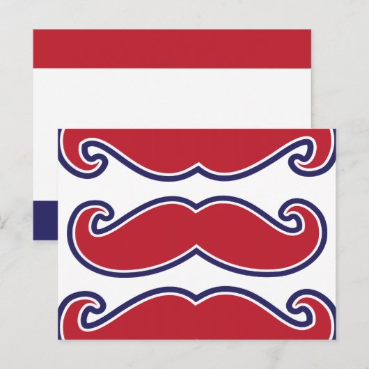 Mustache Bash – 赤、白、青 ポストカード (正面/裏面)