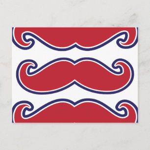 Mustache Bash – 赤、白、青 ポストカード