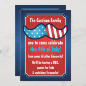 Mustache Bash 7月4日パーティの招待状 招待状 (正面/裏面)