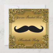Mustache Birthday Party招待金ゴールド 招待状 (正面)