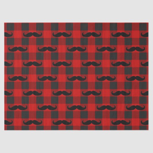 Mustache Buffalo Plaid Pattern Black and Red  薄葉紙 (正面)
