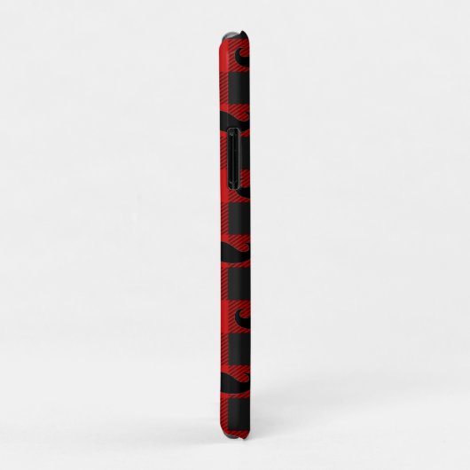 Mustache Buffalo Plaid Pattern Black and Red Case-Mate iPhoneケース (裏面/右)