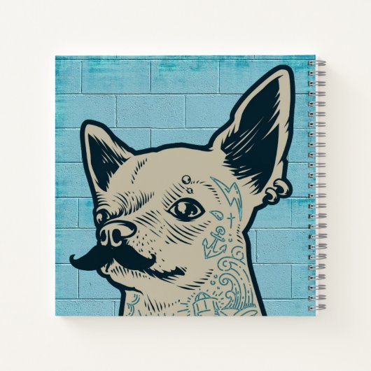 Mustache Chihuahua Graffiti Monogram ノートブック (裏面)