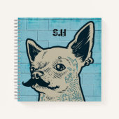 Mustache Chihuahua Graffiti Monogram ノートブック (正面)