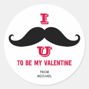 Mustache Kids Classroom Valentineスタンプ ラウンドシール