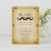 Mustache Love Mr. & Mr.ヴィンテージ紙ゲイ結婚 招待状 (スタンド正面)