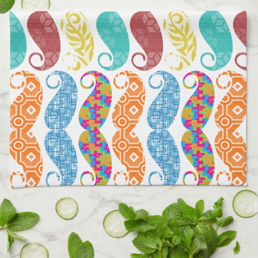 Mustache Mr.ヒップスターヴィンテージレトロ キッチンタオル (折り畳み)