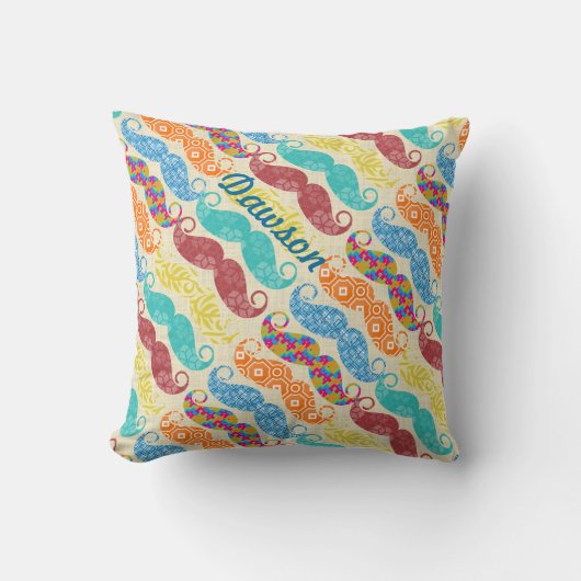 Mustache Mr.ヒップスターヴィンテージレトロ クッション (正面)