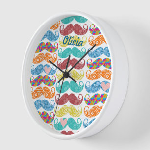 Mustache Mr.ヒップスターヴィンテージレトロ 壁時計