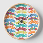 Mustache Mr.ヒップスターヴィンテージレトロ 壁時計 (正面)