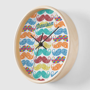Mustache Mr.ヒップスターヴィンテージレトロ 壁時計