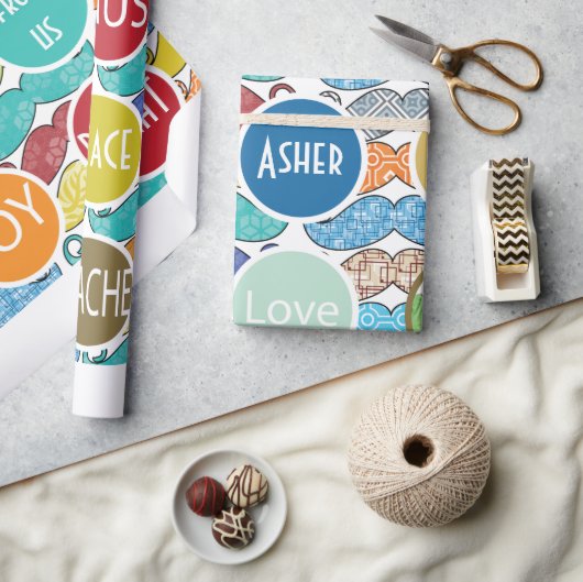 Mustache Mr. Hipsterレトロパーソナライズされた写真 ラッピングペーパー (クラフト)