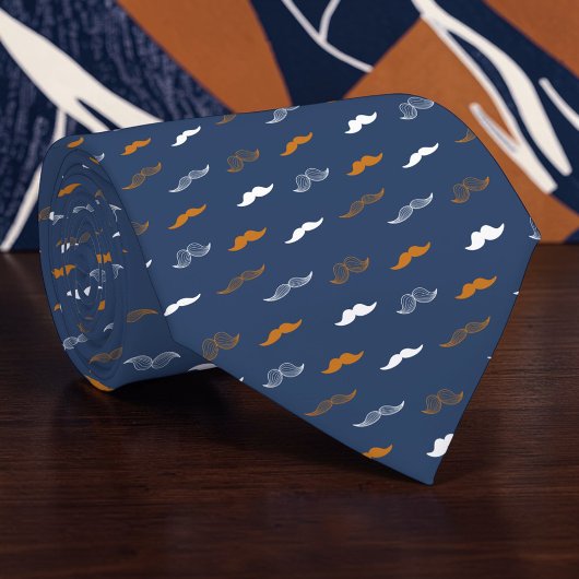 Mustache on Navy Blue Necktie Tie ネクタイ