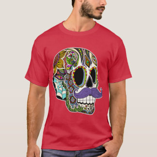 Mustache Sugar Skull Color Version Tシャツ