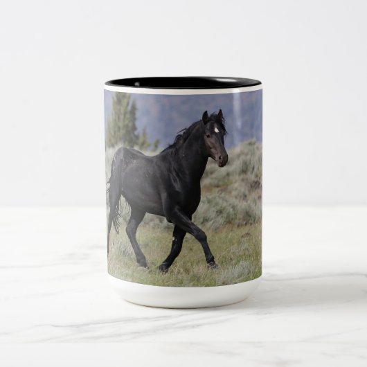 Mustang Wild Black StallionとCloud BeverageMug ツートーンマグカップ (中央)