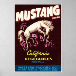 Mustang Wild Horse Guadalupe California Vegetables ポスター