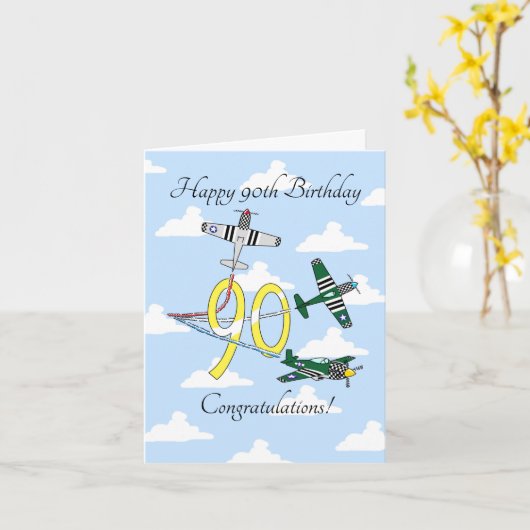 Mustangs 90th (Blue Sky)誕生日カード カード (黄色い花)