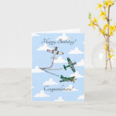 Mustangs (Blue Sky)カスタマイズ可能な誕生日カード カード (黄色い花)