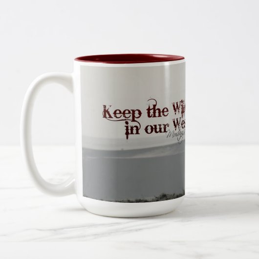 MustangWILDのマグは"保ちます私達の西の野生を" ツートーンマグカップ (左)