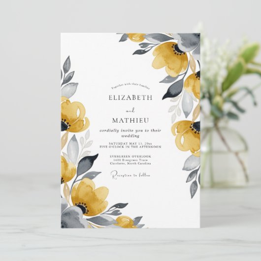 Mustard Chic Botanical Wedding 招待状 (スタンド正面)