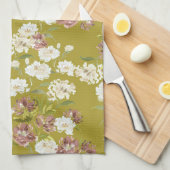 Mustard Cranberry Floral Kitchen Towels キッチンタオル (四つ折り)