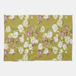 Mustard Cranberry Floral Kitchen Towels キッチンタオル