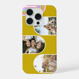 Mustard Cute Modern 3 Photo Layout Custom iPhone 15 Proケース