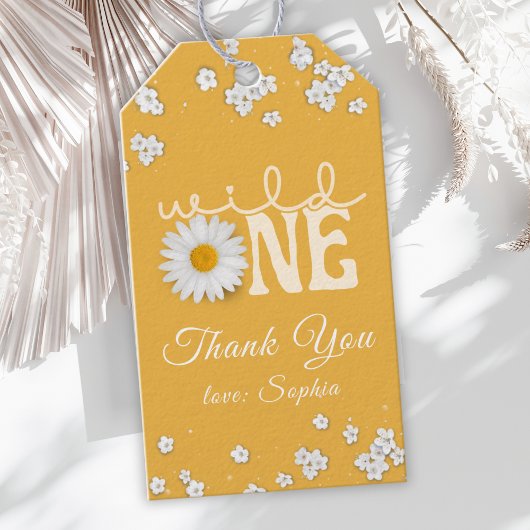 Mustard Daisy Wild One 1st Birthday  ギフトタグ