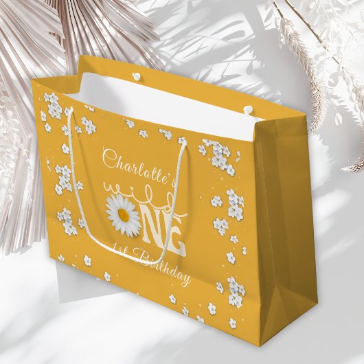 Mustard Daisy Wild One 1st Birthday ラージペーパーバッグ