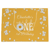 Mustard Daisy Wild One 1st Birthday ラージペーパーバッグ (正面)