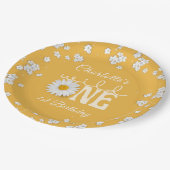 Mustard Daisy Wild One 1st Birthday Paper Plate ペーパープレート (アングル)
