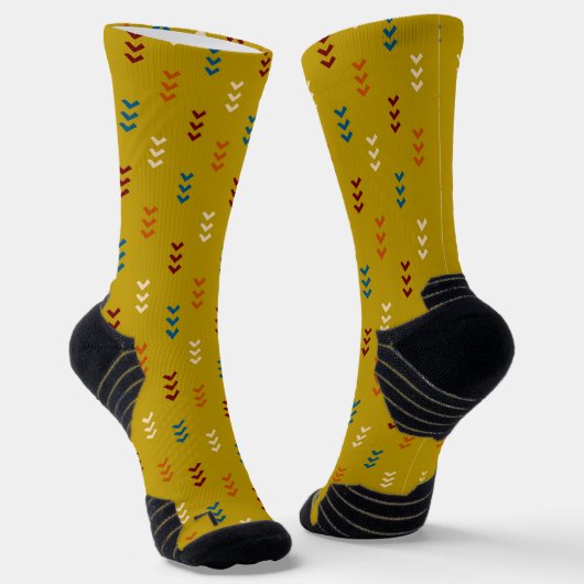 Mustard Ethnic Summer Arrow Pattern Socks ソックス (傾斜あり)
