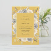 Mustard Floral Garland Wedding 招待状 (スタンド正面)