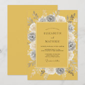 Mustard Floral Garland Wedding 招待状 (正面/裏面)
