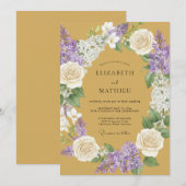 Mustard Floral Laurel Wedding 招待状 (正面/裏面)