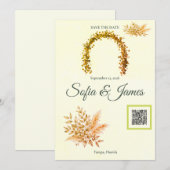 Mustard Gold Pampas Arch Save The Date QR | Autumn (正面/裏面)