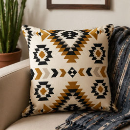 Mustard Gold Southwestern Diamond Medallion クッション