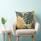 Mustard Green Tropical Leaf Silhouette クッション (椅子)