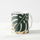 Mustard Green Tropical Leaf Silhouette コーヒーマグカップ (正面右)