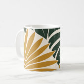 Mustard Green Tropical Leaf Silhouette コーヒーマグカップ (正面左)